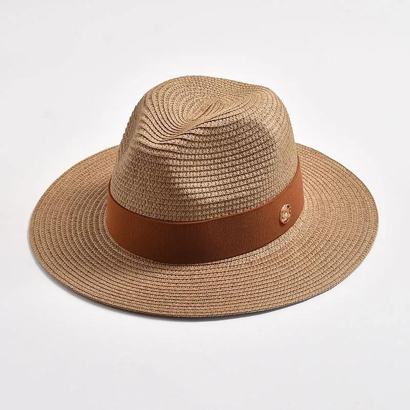 Summer Wide Brim Uv Protection Straw Hat Foldable Beach Sun Hat For Women Men Elegant Ribbon Design Fashion Travel Luxury