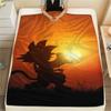 1PC Son Goku Patterned Flannel Blanket Suitable For All Seasons For Home Decor Warmth And Comfort Gifts Holiday Present