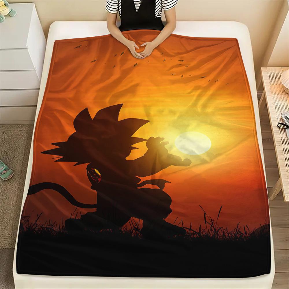 1PC Son Goku Patterned Flannel Blanket Suitable For All Seasons For Home Decor Warmth And Comfort Gifts Holiday Present
