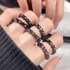 Dark Personality Full Diamond Zircon Ring Niche Light Luxury Personality Index Finger Ring Set Temperament Jewelry