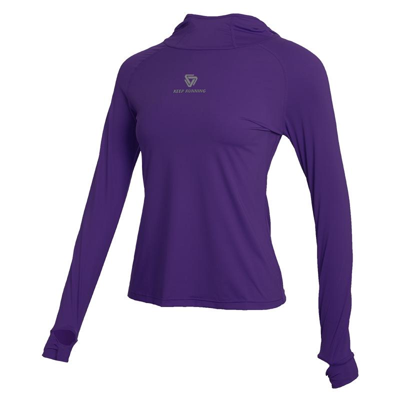 

Женская спортивная футболка с капюшоном быстросохнущая - Дышащая, удобная с длинным рукавом для бега и йоги. Basic