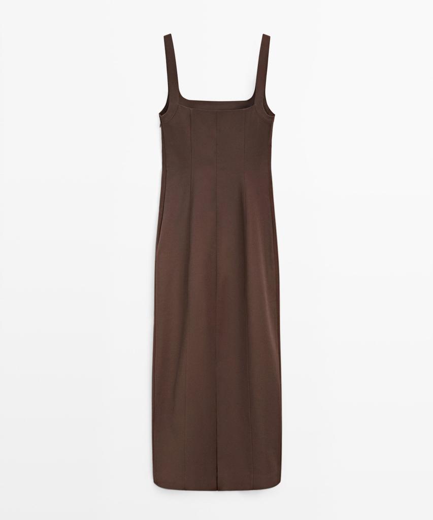 Masimodutti Cotton Blend Strap Midi Dress