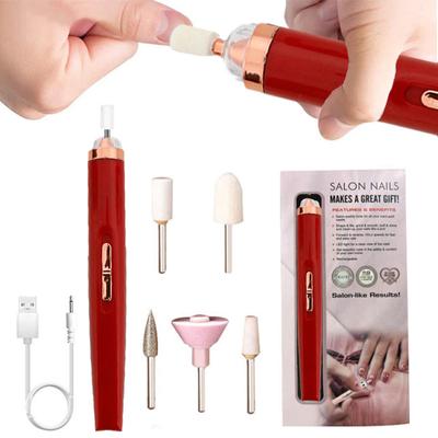 Mini USB Elektryczna szlifierka do paznokci Wiertarka 5 w 1 Polerka do paznokci Pilnik do paznokci ze światłem Przenośny Mini Electric Manicure Art