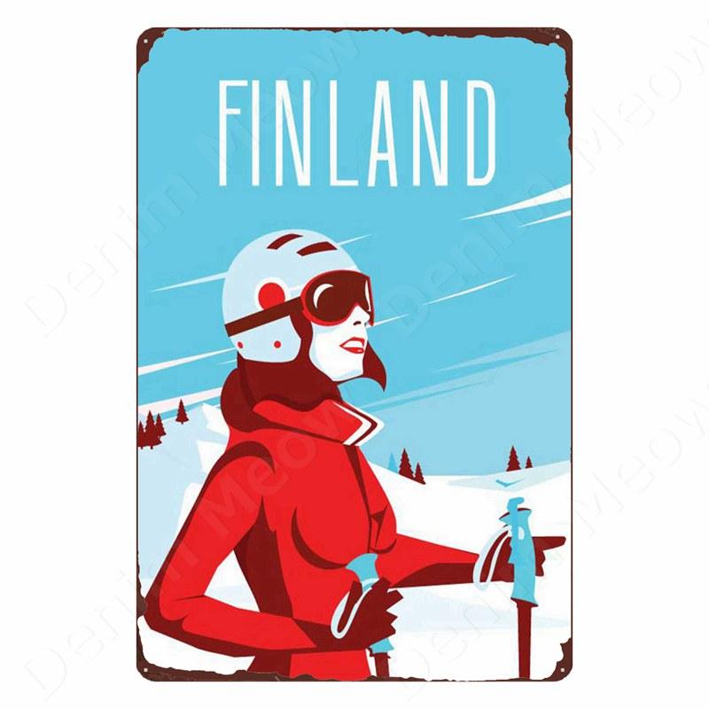 DORA Tin Sign Vintage Metal Tin Sign Art Plaque Travel Landscape Plate Home Bar Cafe Room Wall Decor Amsterdam Ireland Canada