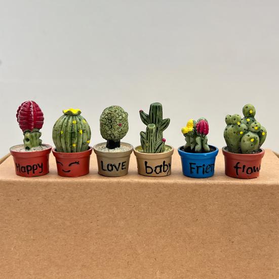 Cartoon Potted Cactus Fridge Magnet Resin 3D Mini Potted Plants Refrigerator Magnet Kitchen Home Office Decoration