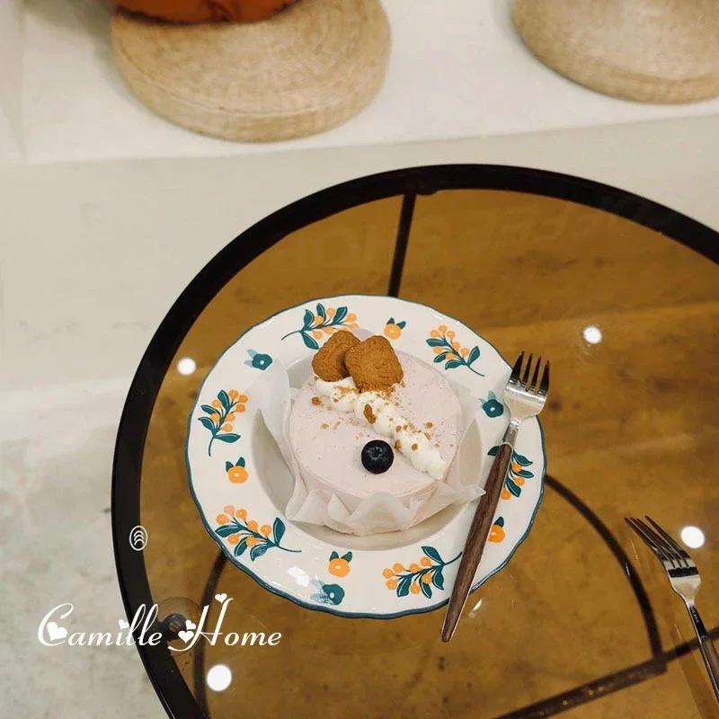 8inch Ceramic Plate Tableware Flat Plates Dessert Dish Cake Saucer Salad Plates Plates and Dishes Carton Dinner Plates