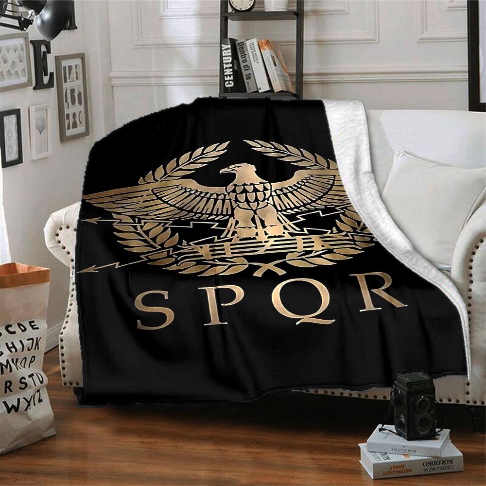 1pc Eagle SPQR Throw Blanket Soft Flannel, Cozy All Season Polyester Perfect for Home, Office