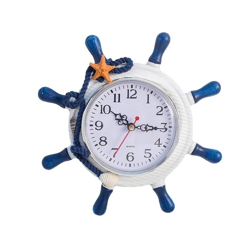 Wooden Steering Wheel Clock 8.46in Wooden Wall Clock Silent Sailing Ship Clock Home Decor