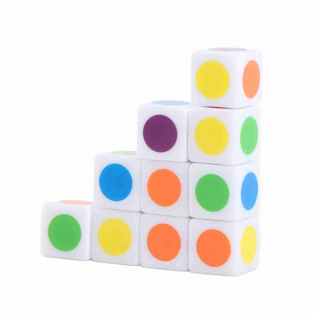 20Pcs Color Dot Dice 6 Colors Right Angle Teaching Dice for Board Games Digital Teaching