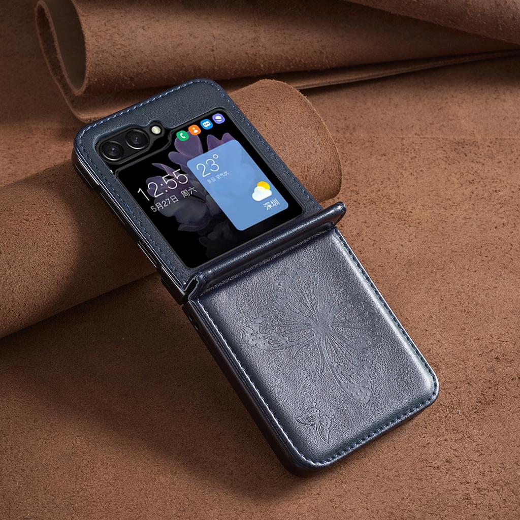 For Samsung Galaxy Z Flip7 FE 5G/Z Flip6 5G/Z Flip5 5G Case Butterfly Pattern PU Leather+PC Anti-Scratch Phone Cover