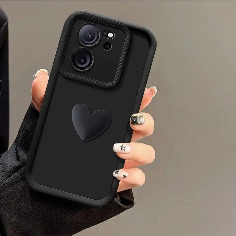 3D Lovely Heart Silicone Case for Xiaomi Mi 13T 12T 13 12 Lite 11 14 Poco F6 X6 X5 Pro X4 GT X3 M6 M4 M3 F5 F4 F3 C65 C55 C61 Cute Case Soft TPU Cover