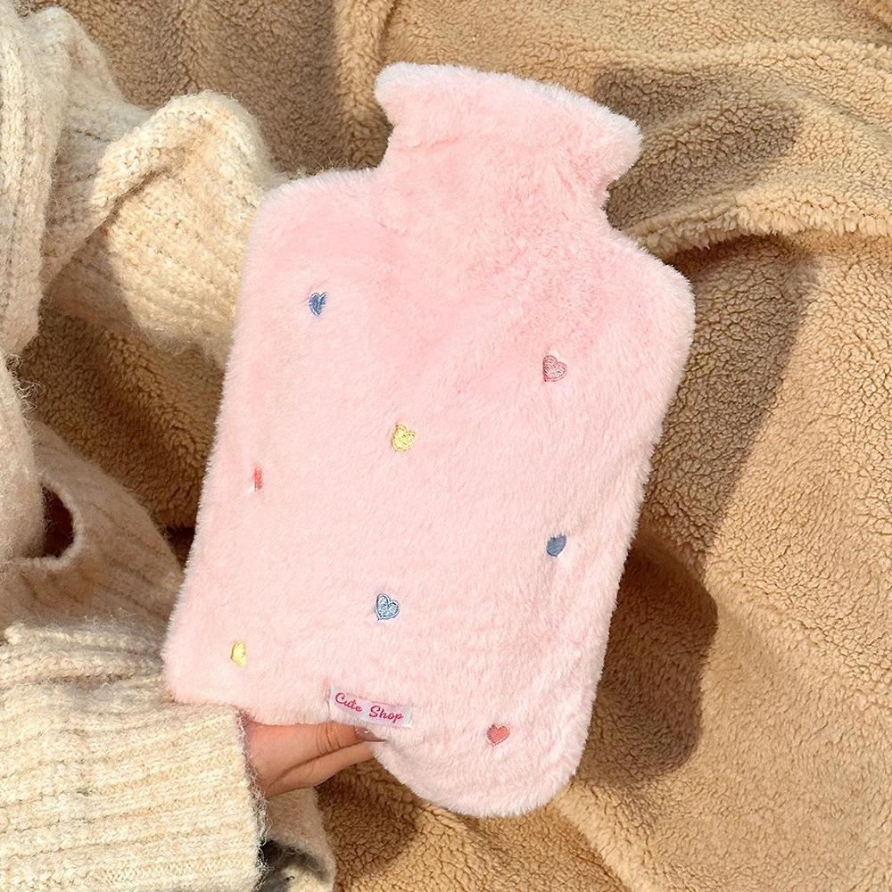 

INS Style Plush Hot Water Bottle - Thickened Explosion-proof Water-filled Hand Warmer for Female Belly Hot Compress рожевий