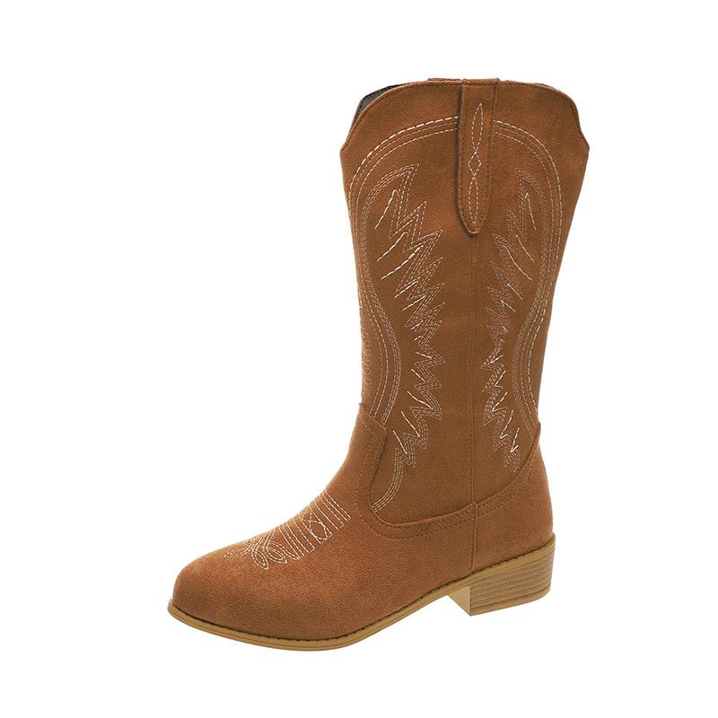 Western boots new retro short boots autumn and winter pointed head thick heel middle heel sleeve women's short boots fashion boots trendy women's bo