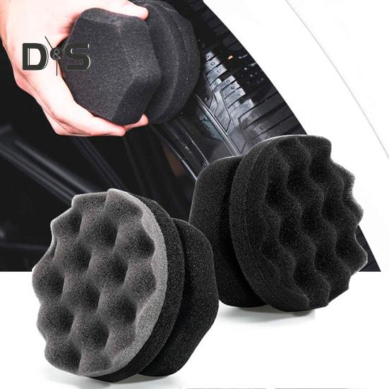 3Pcs Tire Shine Applicator High Density Elastic Washable Multi Functional Tire Foam Dressing Waxing Polishing Sponge Pad Car Detailing Beauty