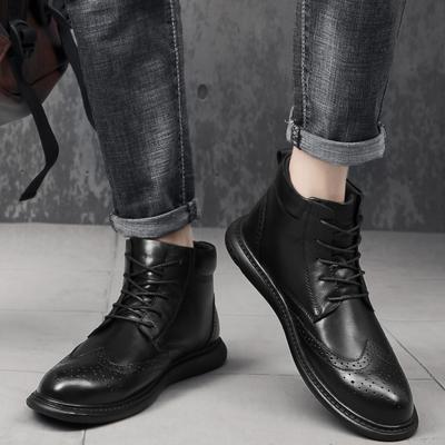 Codzienne Biznesowe Botki Męskie Moda Skóra Naturalna Klasyki Chelsea Plus Aksamitne Buty Rekreacja Mężczyzna Eleganckie Formalne Obuwie