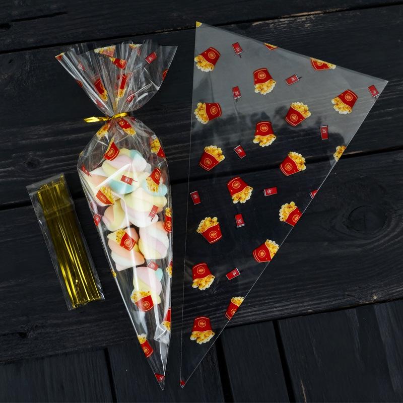 Creative Popcorn Protein Candy Triangle Plastic Drawstring Bag