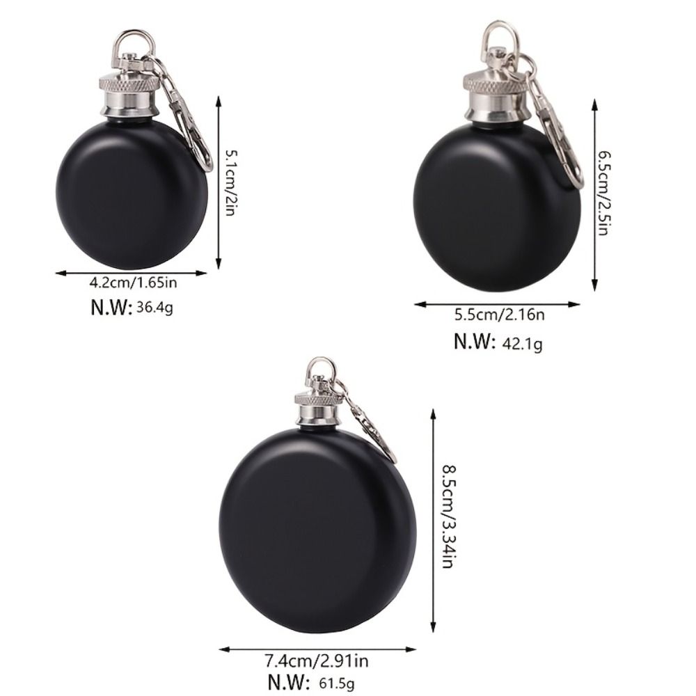 Stainless Steel Stainless Steel Hip Flask Screw Cap Camping Trips Pocket Flagon Round Shape Whiskey Bottle Outdoor Activities