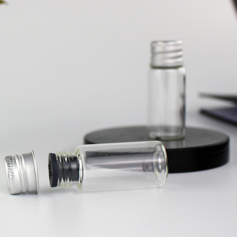 1mL Drift Bottle: Wood Stopper, Glass, Aluminum Lid – Creative Mini Wishing Bottle for Decor.