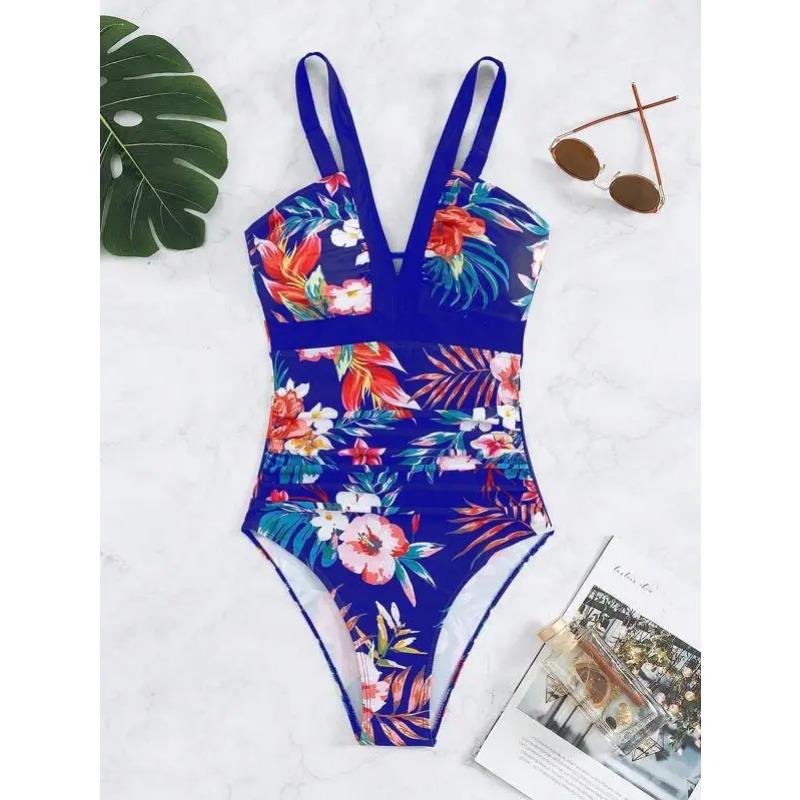Women's Bikini One-piece Swimsuit Fashion Print Deep V Sexy Bikini Swimsuit One-Piece Suits Bathing Suit Women Swimwear