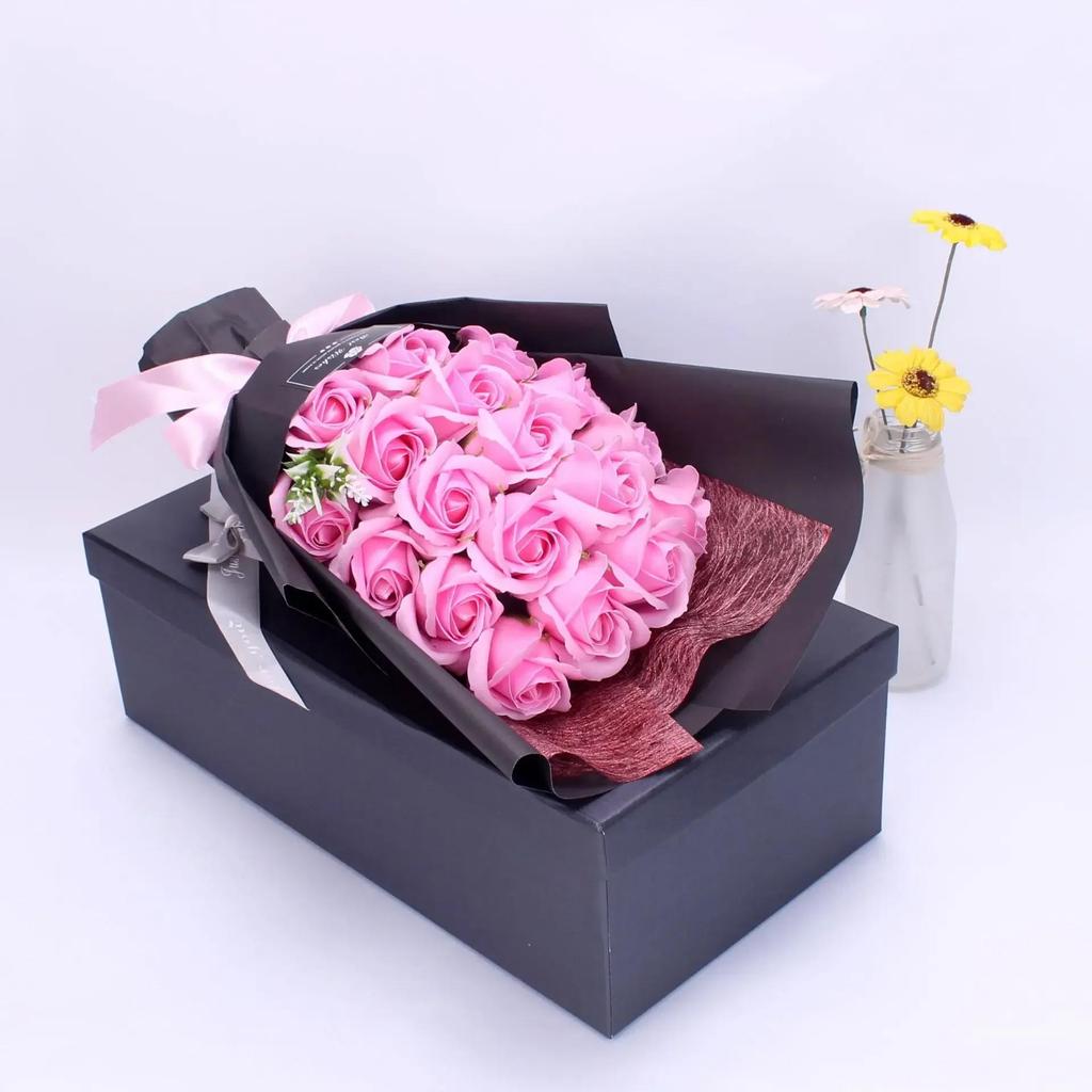 Moda Regalos Creativos Romántico Día de San Valentín Flor 18 Rosas de Jabón Ramo Caja de Regalo Día de la Madre Regalo de Cumpleaños Accesorios