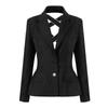 Women's Rhinestone Bow Jacket with Back Cross and Hollow-Out Design - Spring Collection 2025 Slim Fit Waist-Cinching Blazer