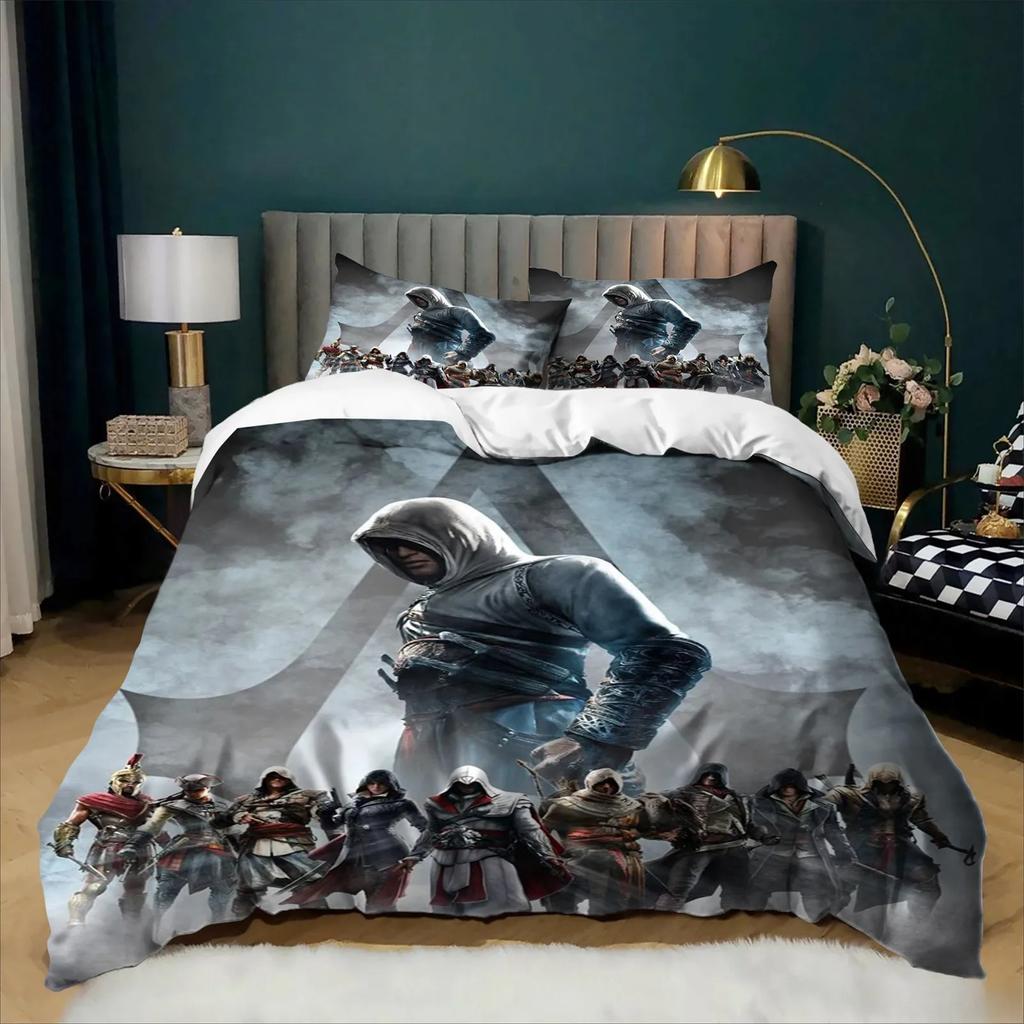 Fashion A-Assassin's C-Creed Bedding Set Duvet Cover Pillowcase Single Double King Size Game Bed Boys Teens Bedroom Decor Gift