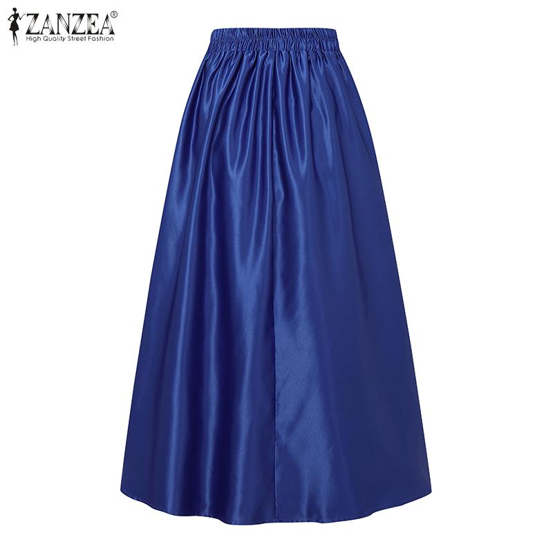 ZANZEA Fuste lungi cu linie A, lejer, cu talie elastică