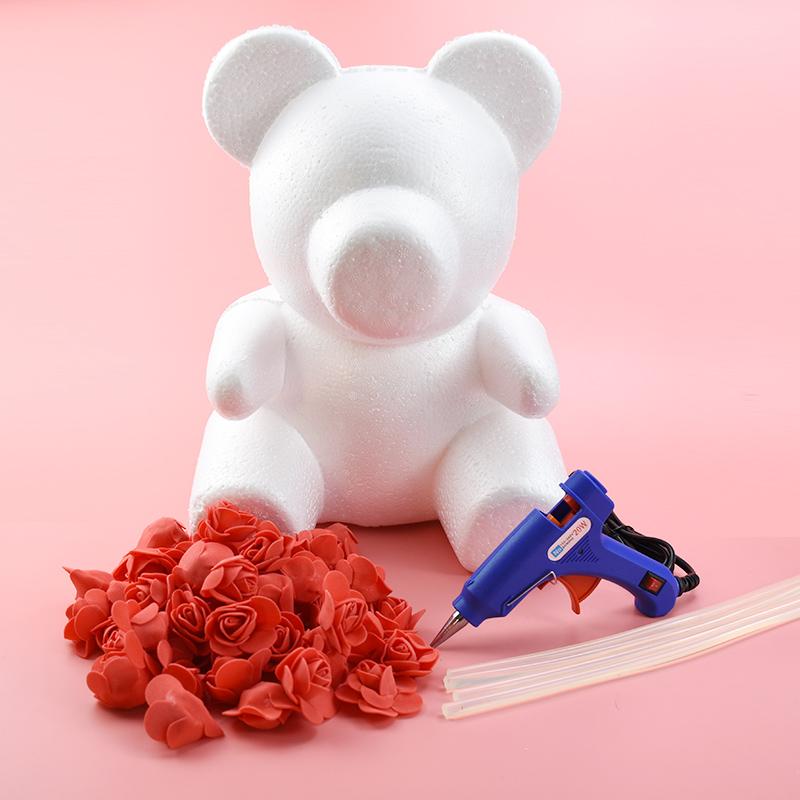 Teddybär aus Rosen Valentinstag Geschenk DIY Handgemacht Hochzeit Braut Garten Accessoires Ausverkauf Günstige Schaumstoffform Großhandel