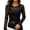 Women's Fall Floral Mesh Long Sleeve Blouse for Casual Everyday Wear