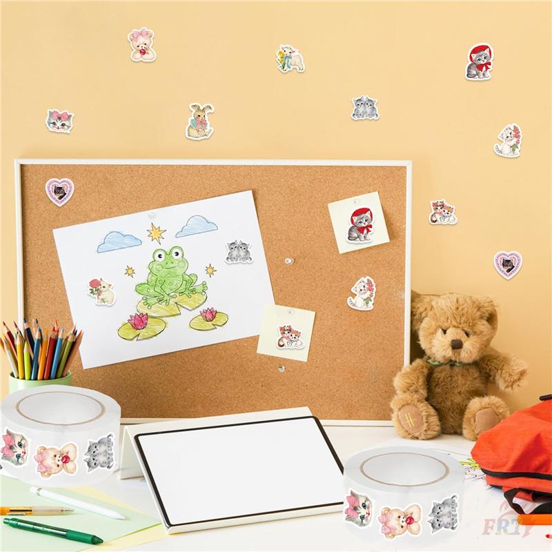 500Pcs/Roll Retro Animals Aesthetics Kids Rewards Stickers - DIY Scrapbooks Album Decor Sealing Label Decals