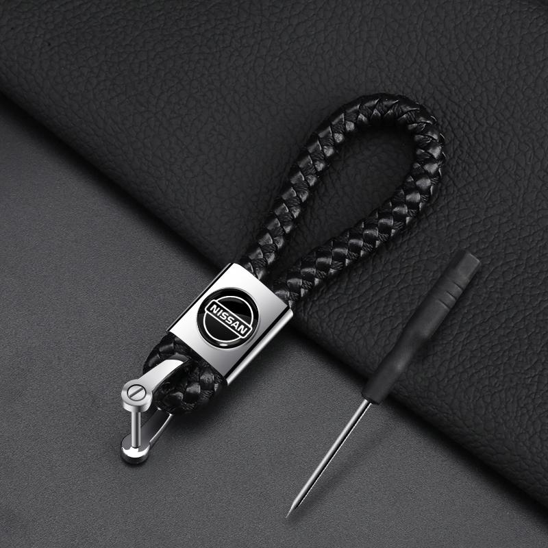 Leather Key Chain Car Keyring Pendant Keychain Car Accessories For Nissan Nismo Qashqai J11 Juke GTR X-Trail Patrol Micra Navara Tiida