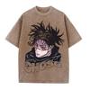 Harajuku Anime Jujutsu Kaisen Fushiguro Toji Printed Washed T Shirt Men Vintage Cotton T-shirts Manga Tee Hip Hop Male Tshirt