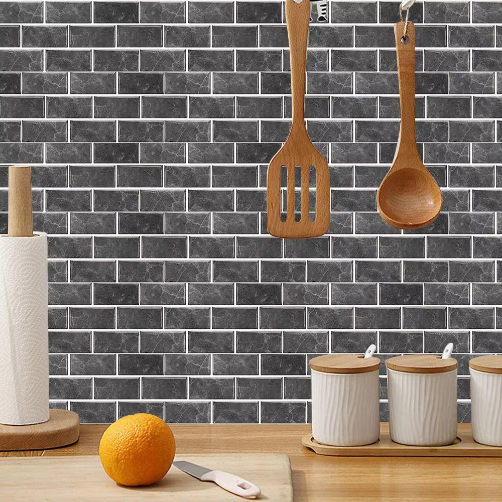 6pcs Self-Adhesive Tile Stickers PVC Self-Adhesive Wallpaper Decorative Wall Stickers  Kitchen