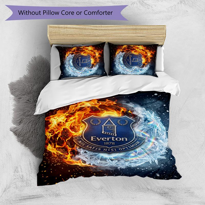 Set Lenzuola Everton Football Stampato 3 Pezzi, Comodo Set Copripiumino per Camera da Letto Amico della Pelle