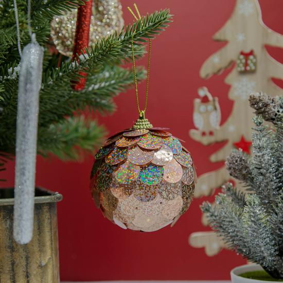 8cm runde Fischschuppen-Weihnachtsornamente: Gold, Grün, Rot, Rosa, Champagner Laserfarben