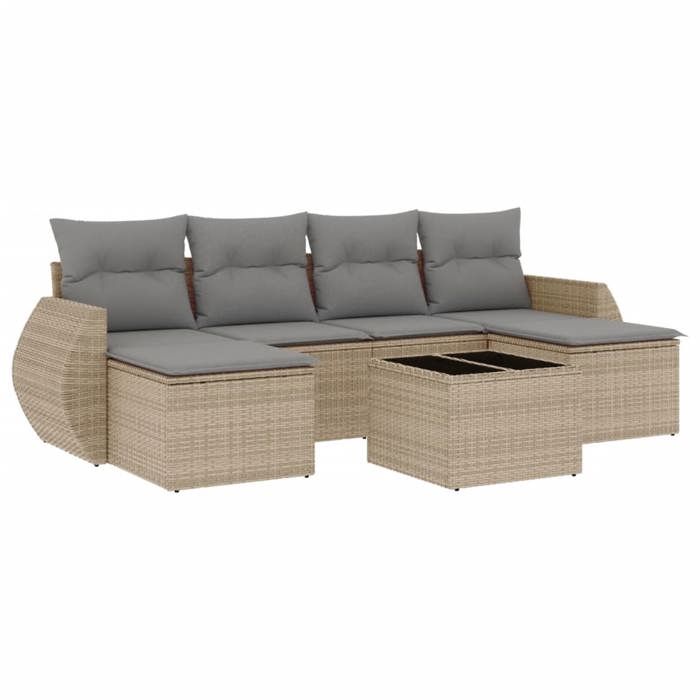 VidaXL Garden Lounge Set with Cushions 7 Pcs, Patio Sofas, Patio Furniture Set, Outdoor Furniture, Beige 3254066