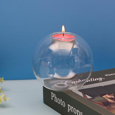 1PC Glass Candle Holder Clear Round Candle Holder European Ornament Glass Crafts Glass Home Decoration