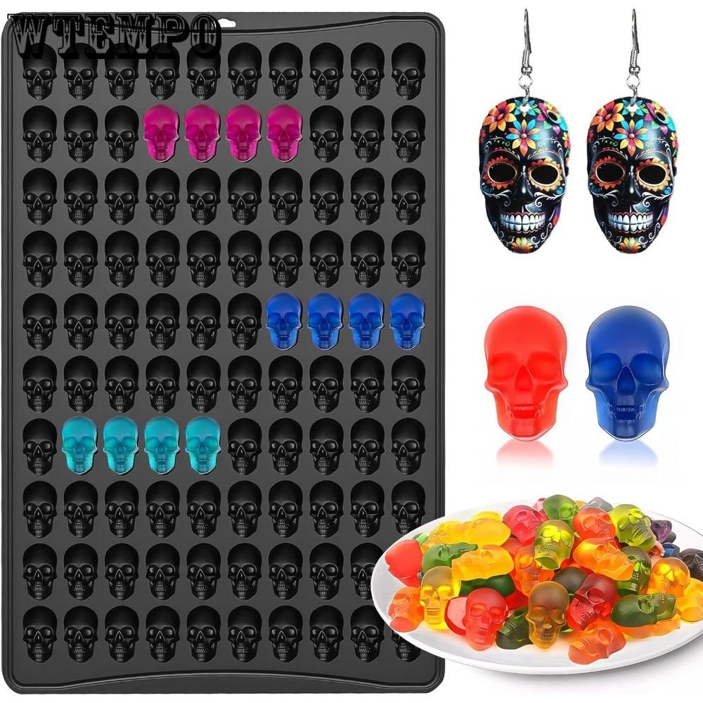 2pcs Mini Skull Molds Silicone 100 Cavity Each Halloween Skull Chocolate Candy Mold Silicone Mini Gummy Molds Skeleton