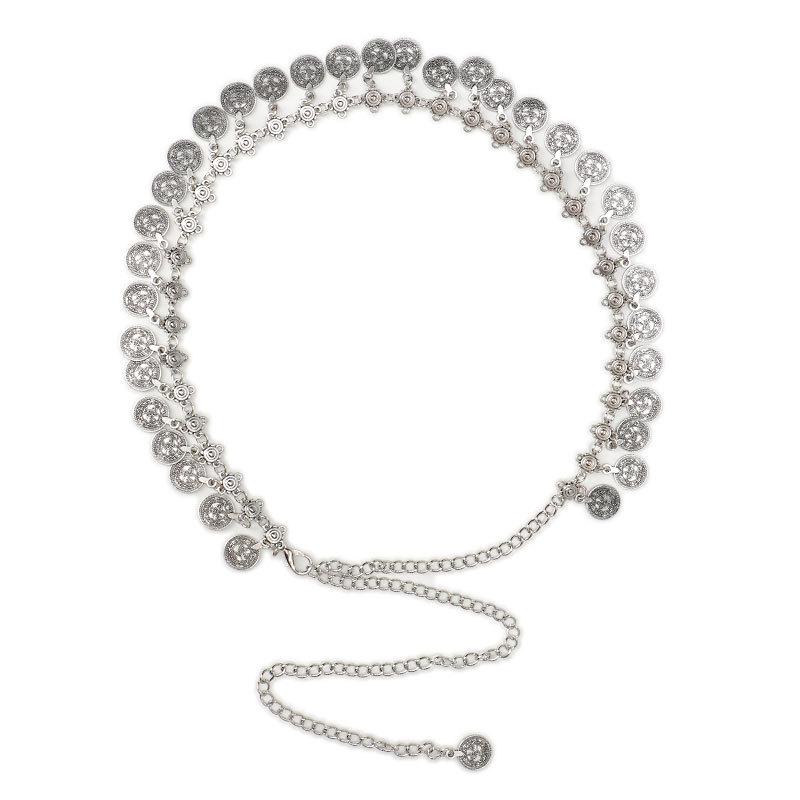 Hip-Hop Tide Retro Compass Pendant Belt Dame Decorative Belly Dance Dress Single Layer Waist Chain