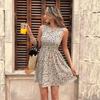 Fremdhandel Kleid Damen Rundhals Ärmellos Taillenbetonend Floral Elegant Damenrock