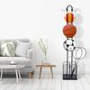 Iron Sports Ball Storage Rack, Black Modern Ball Holder Stand with 4 Basket Organizer, Free Standing Basketball Soccer Ball Cage