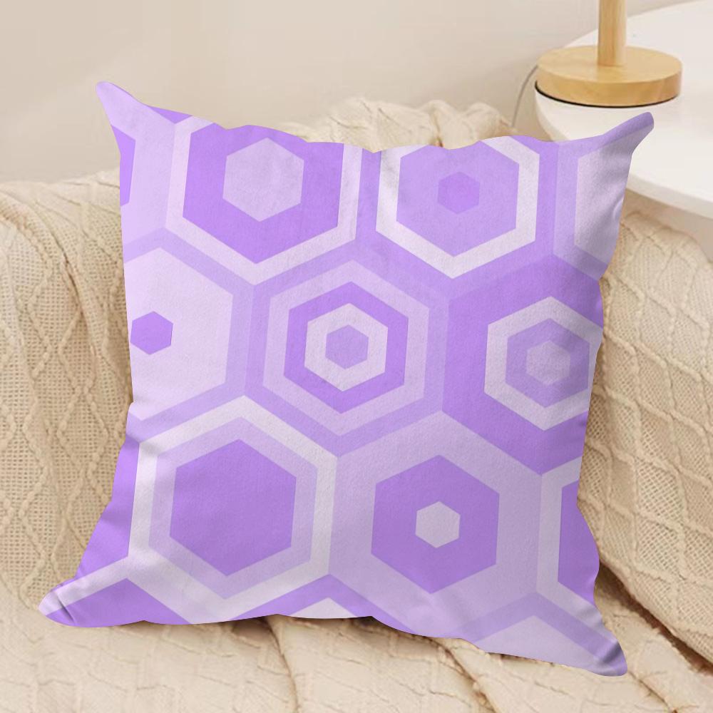 Purple Geometric Art Cushion Cover Soft Plush Fabric DoubleSided Printed Cushion Covers for All Seasons Modern Home Decor