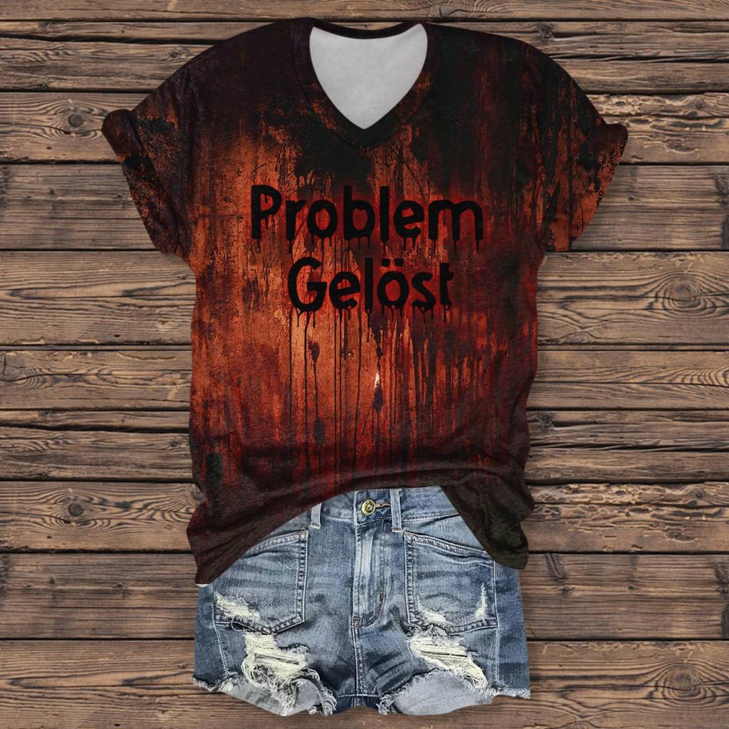 Dame Mote Casual Trekvartsermet Halloween Bokstaver, Spøkelsesfjes Trykk Topp