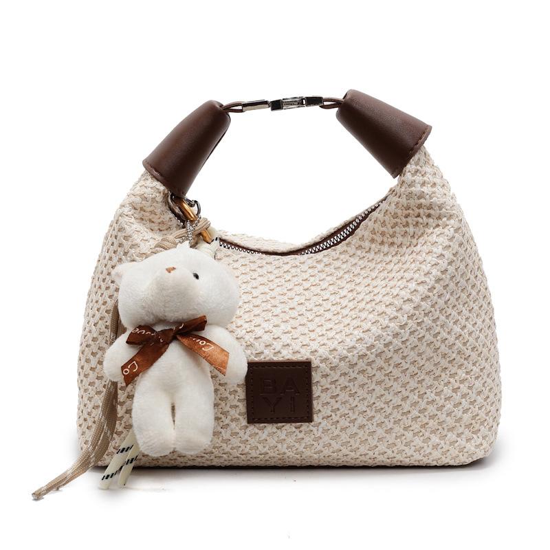 Woven Straw Bag Women's 2025 New Summer Niche Design Messenger Bag Versatile High-end Portable Dumpling Bag