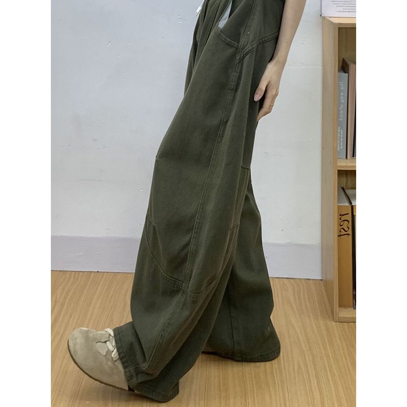 Small Wide-Leg Workwear Denim Women's Summer New Arrival Loose Slim Looking Casual Pants Easiest for Match Straight Mopping Pants