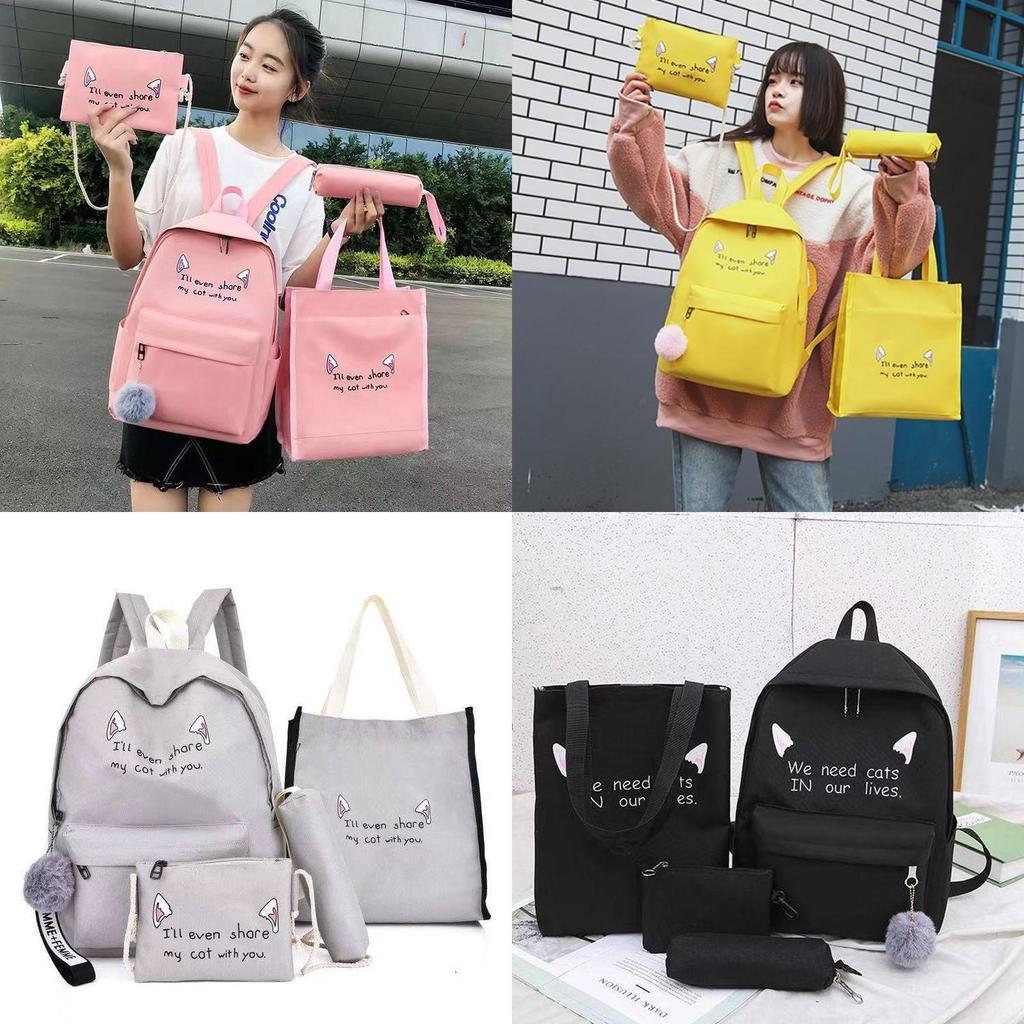 Casual Student Bookbag With Breathable Back System And Letter Print Design