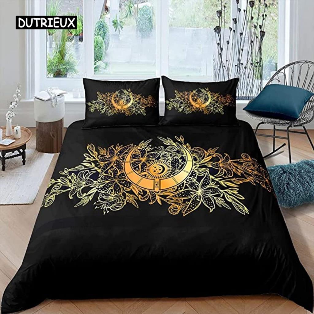 Mandala Duvet Cover Yellow Sun Moon Bohemian Exotic Twin Bedding Set Bedclothes for Teen Polyester Double Queen King Quilt Cover