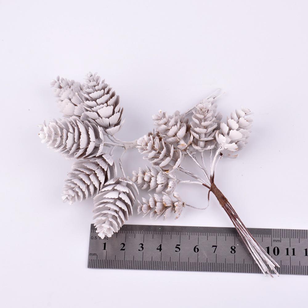 Snow White Pine Cones Artificial Plant Bouquet Christmas Party Decoration for Home Decor Xmas Tree Ornaments Wreath Accessories