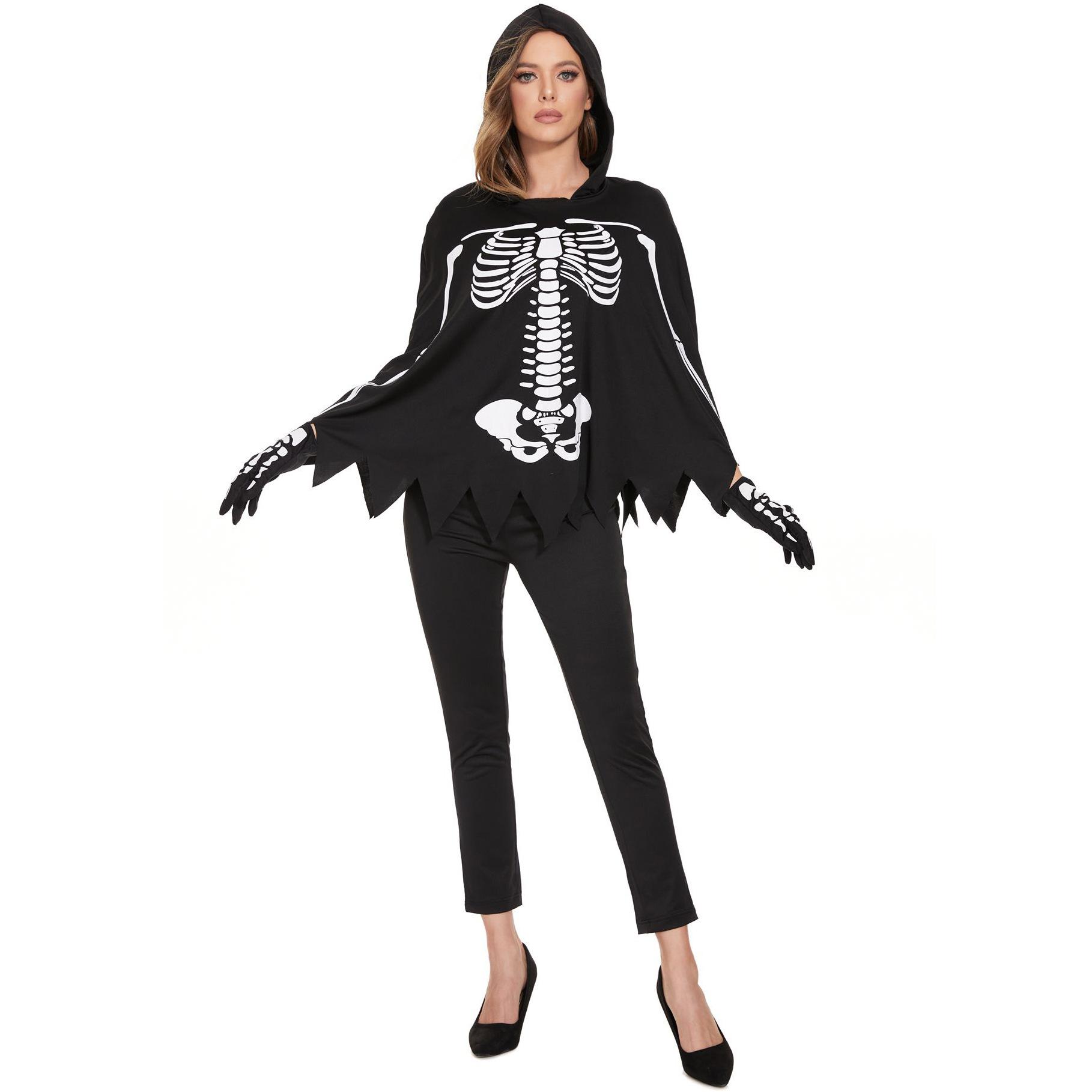 

M-XL Набор плащей скелета, новый продукт, страшный плащ скелета смерти, костюм для пары на Хэллоуин M чёрный