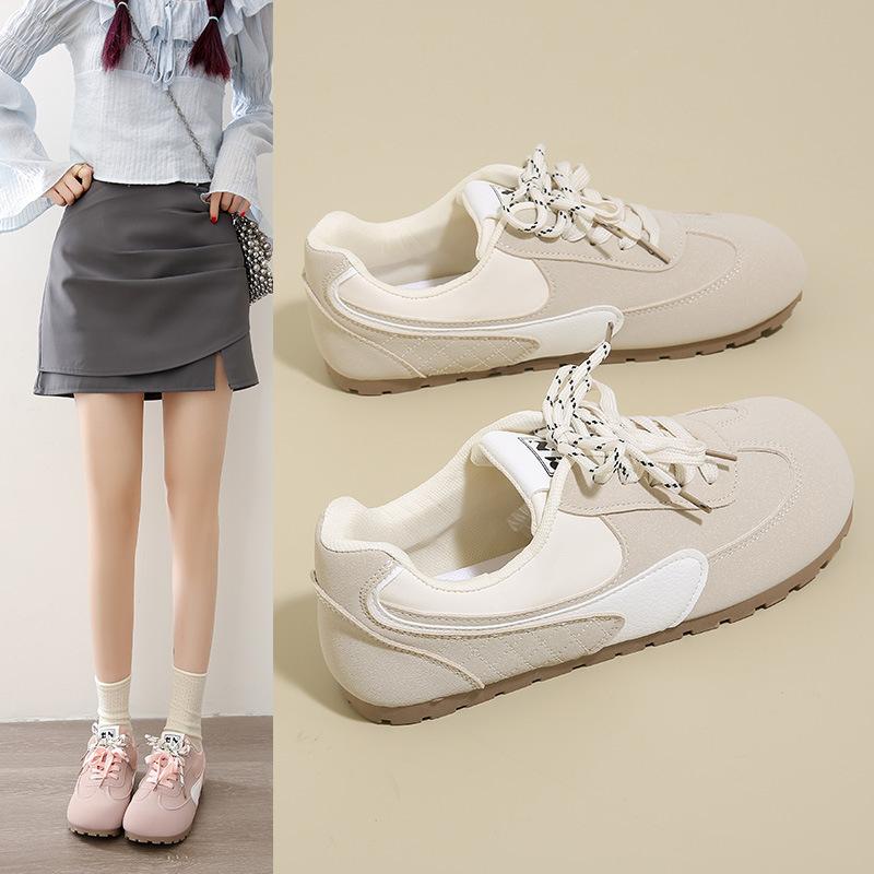 Pink Dexun board shoes female ugly cute spring new chic niche puff bread shoes Forrest Gump ballet little white shoes